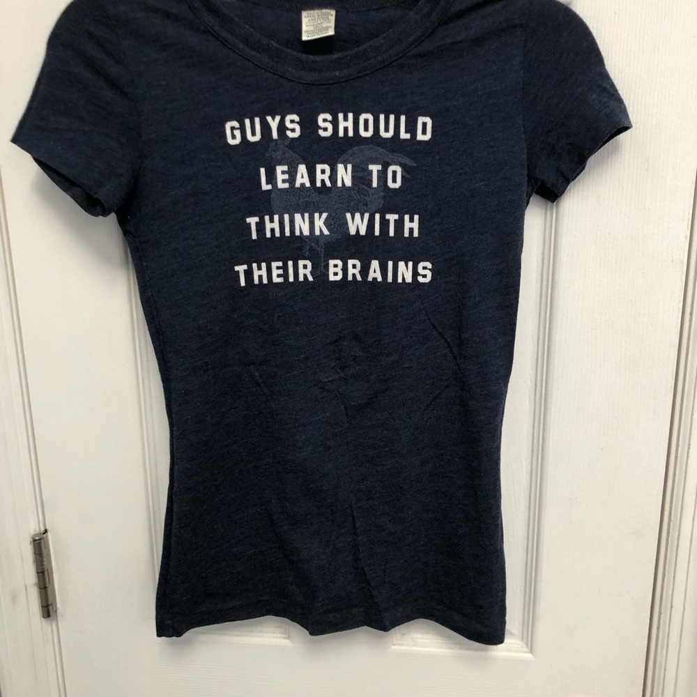 Vintage T-shirt Abercrombie & Fitch Funny Guys should Learn think Brains S Y2K - Picture 6 of 16